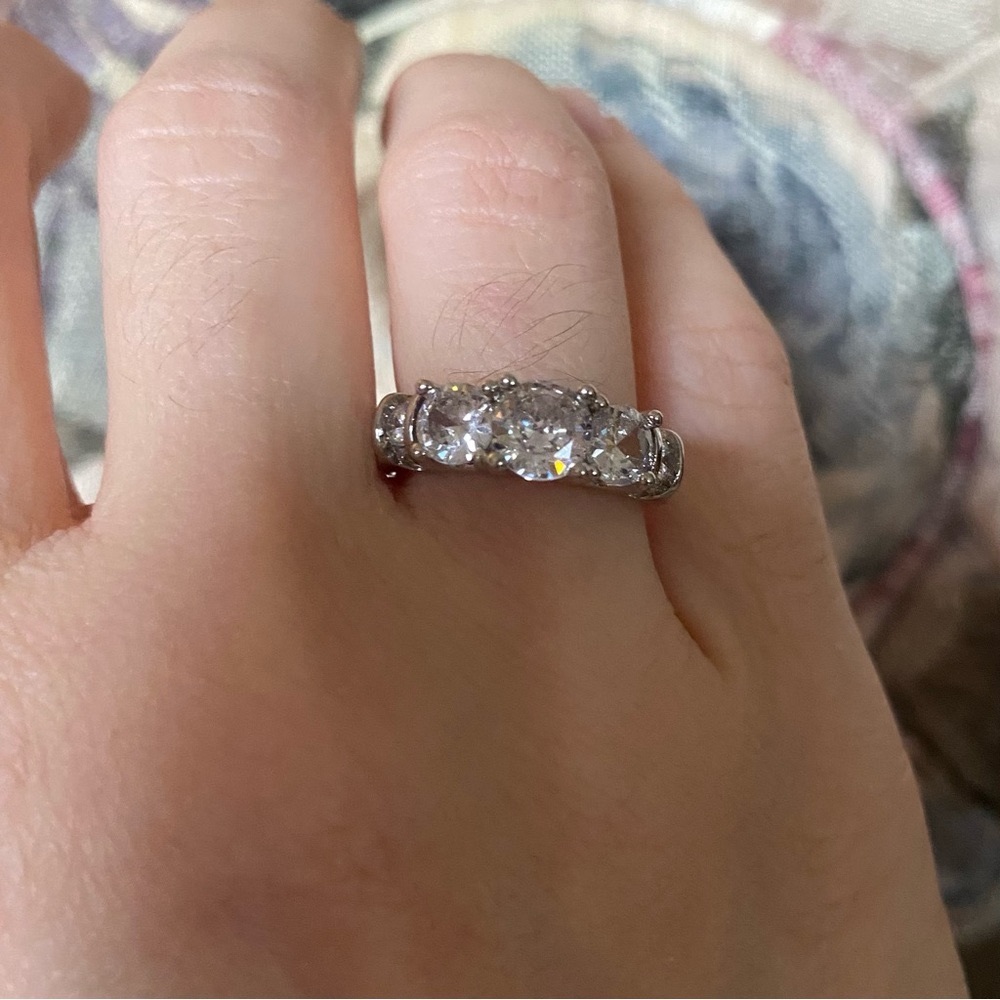 Sterling Silver and 3 ct. CZ engagement ring.